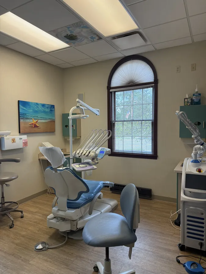 A treatment room with the chair ready for the next patient